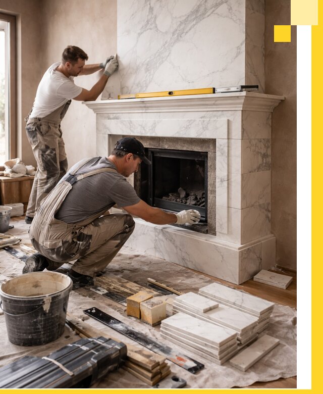 Отделка каминов в Баксане качественные облицовочные работы