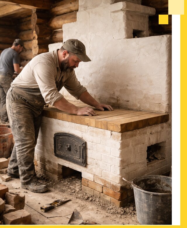 Проектирование и установка русской печи с лежанкой в Баксане