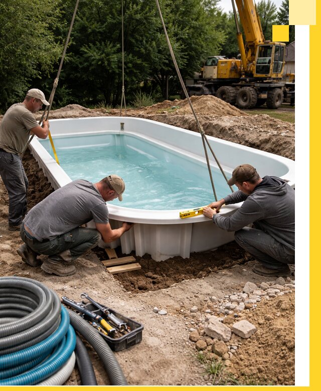 Установка и монтаж композитных бассейнов под ключ в Баксане