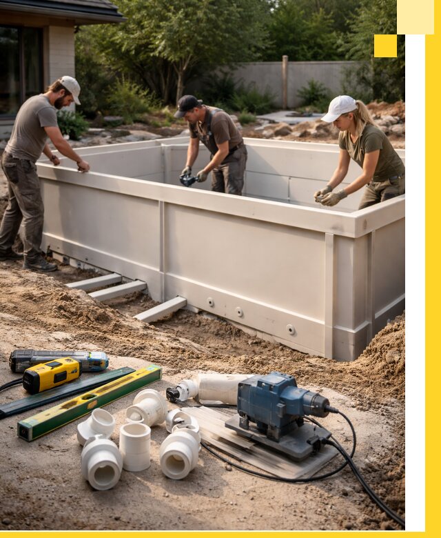 Установка полипропиленовых бассейнов под ключ в Баксане