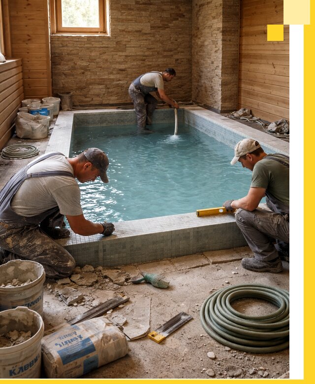 Проектирование и строительство бассейнов для бани в Баксане