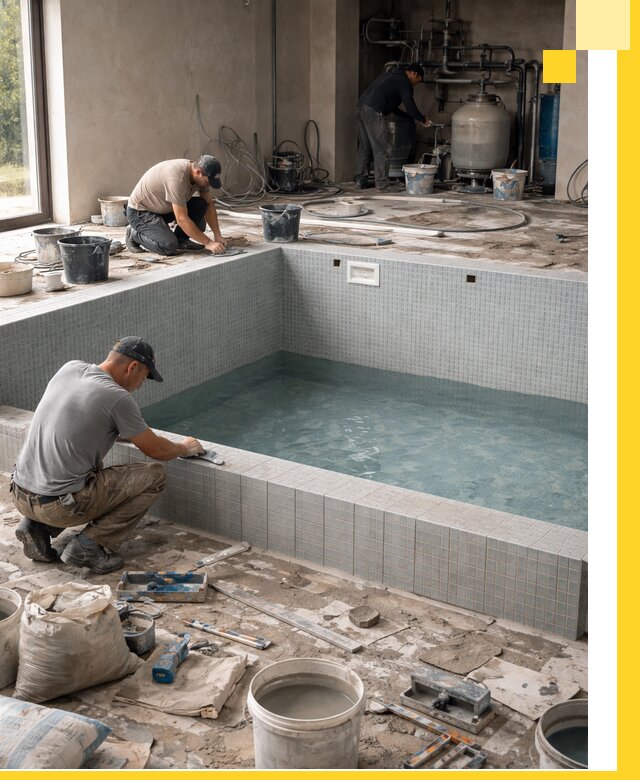 Строительство и монтаж бассейнов в помещении в Баксане