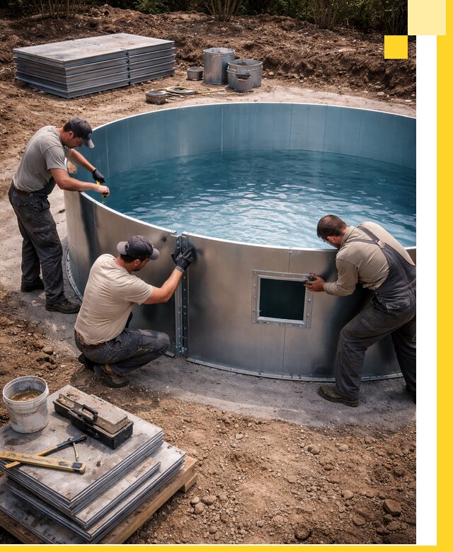 Круглые бассейны под ключ в Баксане проектирование и монтаж