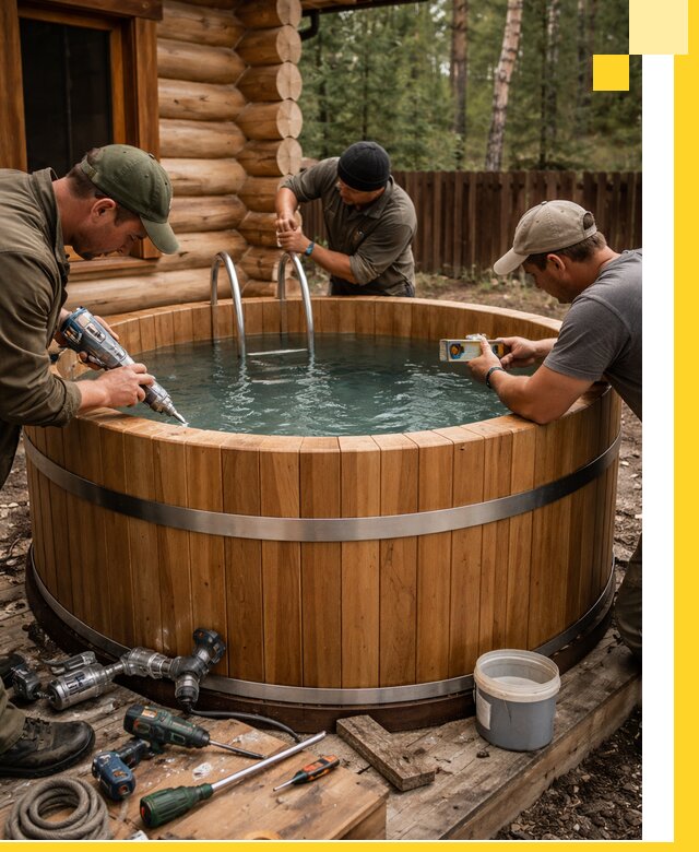 Строительство бань с купелью под ключ и отделкой в Баксане