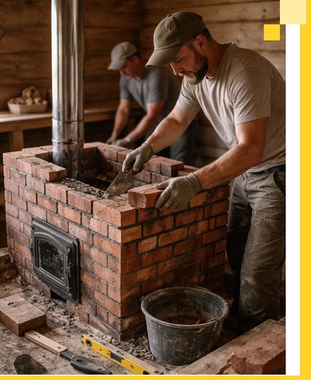 Кирпичные печи для бани под ключ в Баксане, проект и монтаж