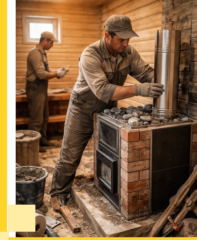 Монтаж печи в бане под ключ в Баксане от 20204 р. | ЭриданБкс