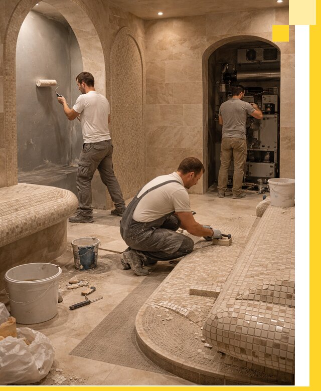 Строительство бани с хамамом и бассейном под ключ в Баксане