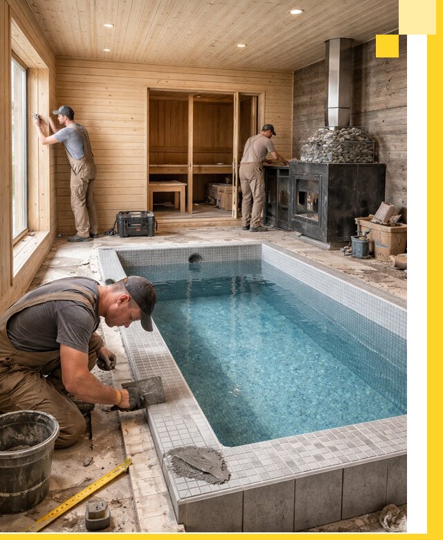 Проект бани с бассейном и сауной в Баксане под ключ