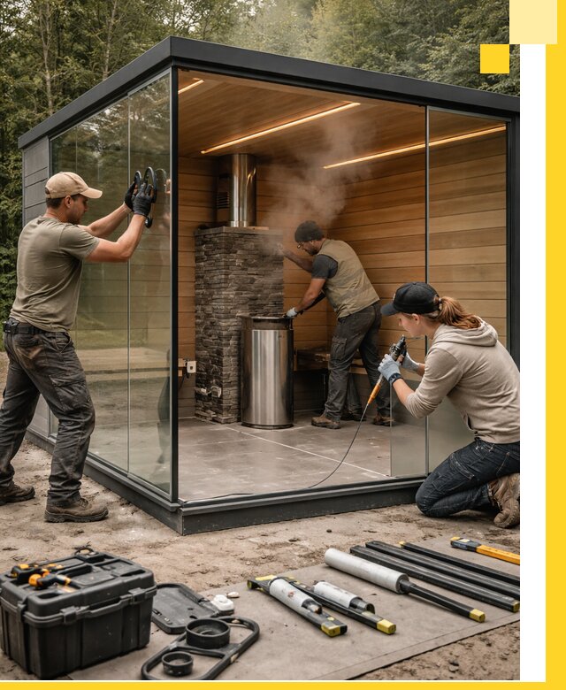 Проектирование и строительство стеклянных бань в Баксане