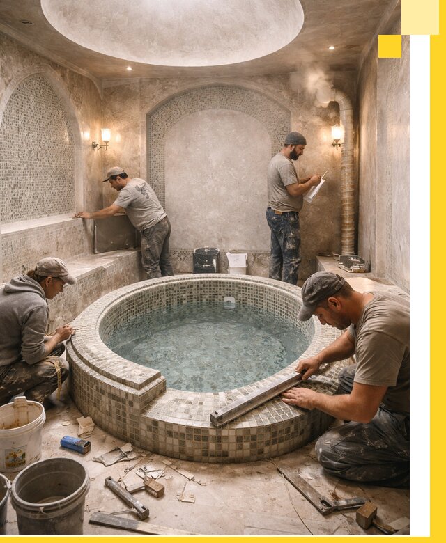 Профессиональное строительство хамама с бассейном в Баксане под ключ