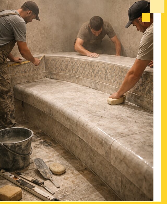 Изготовление и установка сидений для хамама в Баксане